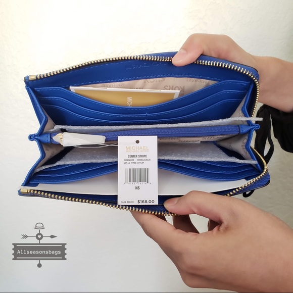 NWT Michael Kors Ciara Large Satchel Blue Wallet - Picture 4 of 5